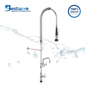 Single Hob Mount Pre-Rinse Faucet with 6 inch Pot Filler
