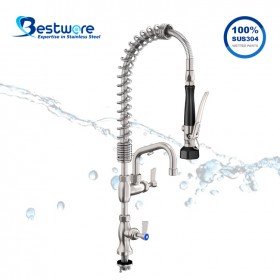 Single Hob Mount Cafe Pre-Rinse Faucet with 6 inch Pot Filler