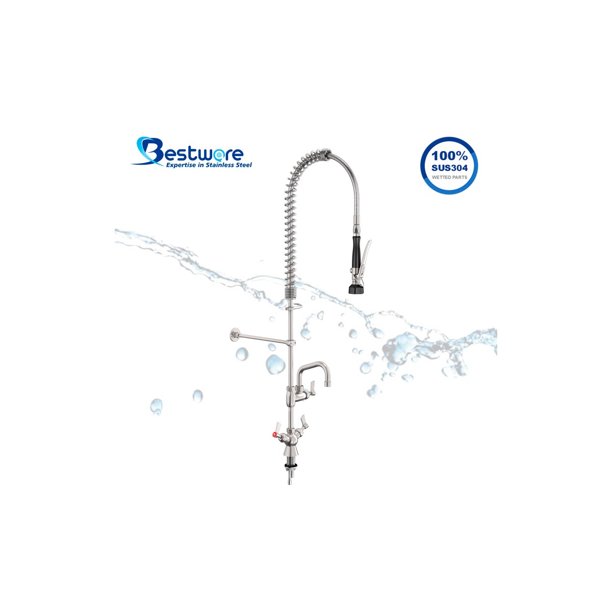 Dancing Angel Deck Mount Pre-Rinse Faucet with 6 inch Pot Filler